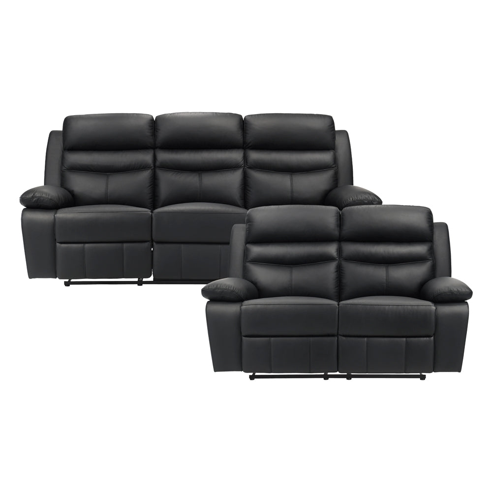 Hancock Black 2-Piece Double Reclining Set by Homelegance at Eve Furniture