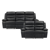 Hancock Black 2-Piece Double Reclining Set by Homelegance at Eve Furniture