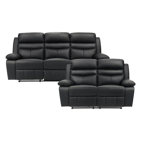 Hancock Black 2-Piece Double Reclining Set by Homelegance at Eve Furniture