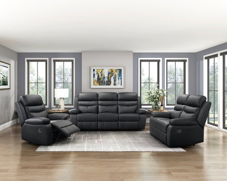 Hancock Black Leather Double Reclining Living Room Set by Homelegance at Eve Furniture
