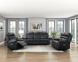 Hancock Black Leather Power Double Reclining Living Room Set by Homelegance at Eve Furniture