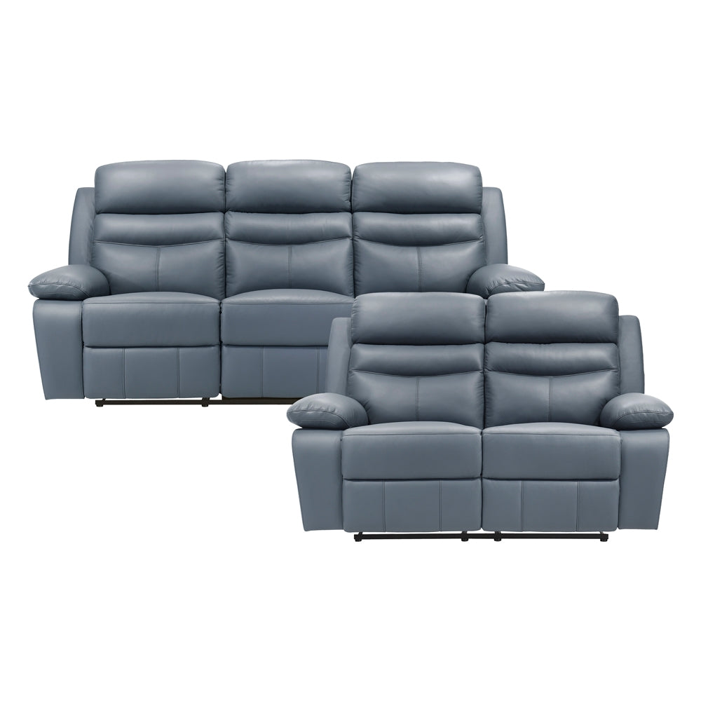 Hancock Blue 2-Piece Double Reclining Set by Homelegance at Eve Furniture