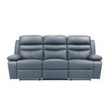Hancock Blue Leather Double Reclining Living Room Set by Homelegance at Eve Furniture