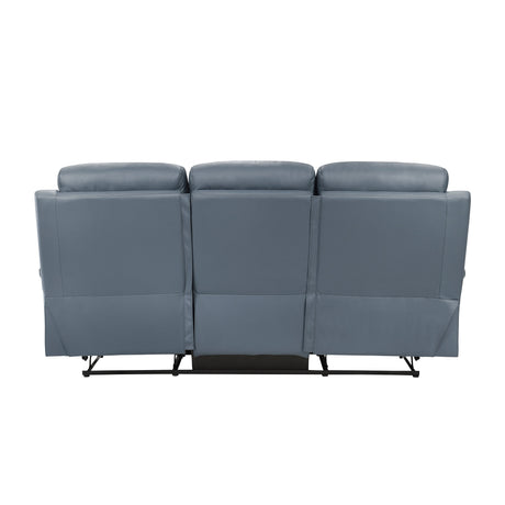 Hancock Blue Leather Double Reclining Living Room Set by Homelegance at Eve Furniture