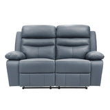 Hancock Blue Leather Double Reclining Living Room Set by Homelegance at Eve Furniture