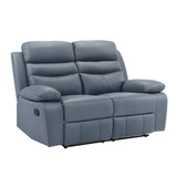 Hancock Blue Leather Double Reclining Living Room Set by Homelegance at Eve Furniture