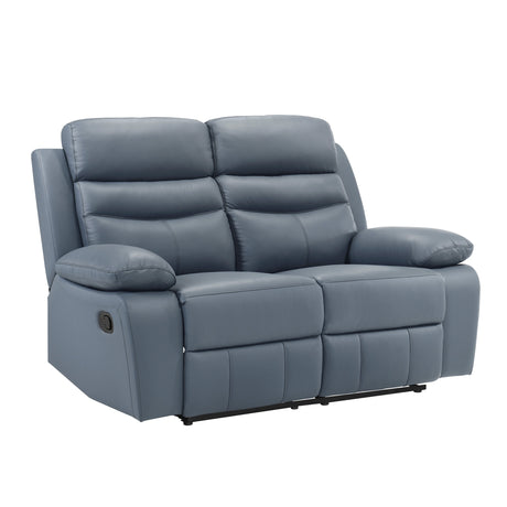 Hancock Blue Leather Double Reclining Living Room Set by Homelegance at Eve Furniture