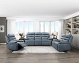Hancock Blue Leather Power Double Reclining Living Room Set by Homelegance at Eve Furniture