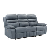 Hancock Blue Leather Power Double Reclining Living Room Set by Homelegance at Eve Furniture