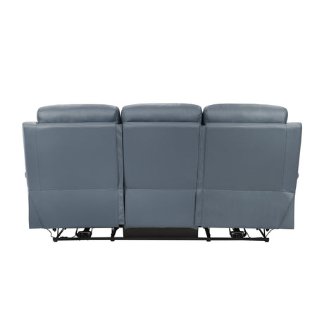 Hancock Blue Leather Power Double Reclining Living Room Set by Homelegance at Eve Furniture