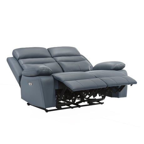 Hancock Blue Leather Power Double Reclining Living Room Set by Homelegance at Eve Furniture