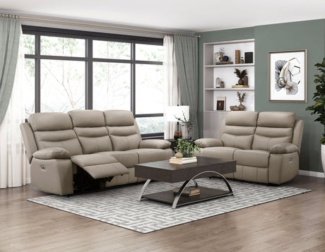 Hancock Latte Leather Power Double Reclining Living Room Set by Homelegance at Eve Furniture