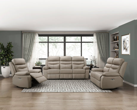 Hancock Latte Leather Power Double Reclining Living Room Set by Homelegance at Eve Furniture