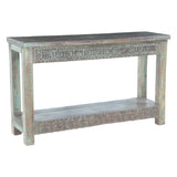 Hand Carved Wood Console Table with Bottom Shelf by Home Trends & Design at Eve Furniture