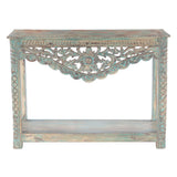 Hand Carved Wood Console Table with Bottom Shelf by Home Trends & Design at Eve Furniture