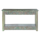 Hand Carved Wood Console Table with Bottom Shelf by Home Trends & Design at Eve Furniture