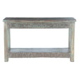 Hand Carved Wood Console Table with Bottom Shelf by Home Trends & Design at Eve Furniture