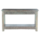 Hand Carved Wood Console Table with Bottom Shelf by Home Trends & Design at Eve Furniture