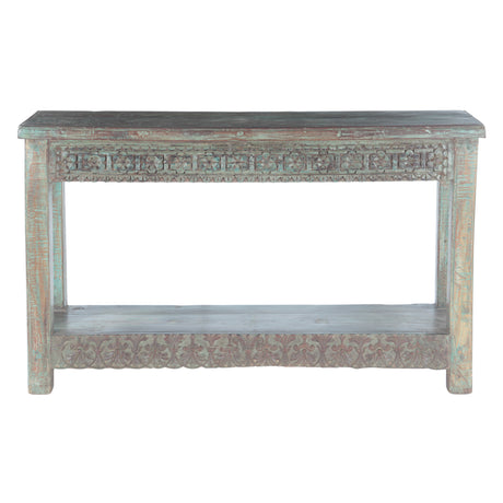 Hand Carved Wood Console Table with Bottom Shelf by Home Trends & Design at Eve Furniture