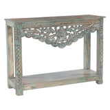 Hand Carved Wood Console Table with Bottom Shelf by Home Trends & Design at Eve Furniture