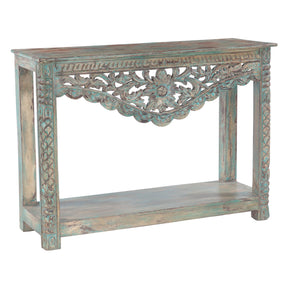 Hand Carved Wood Console Table with Bottom Shelf by Home Trends & Design at Eve Furniture