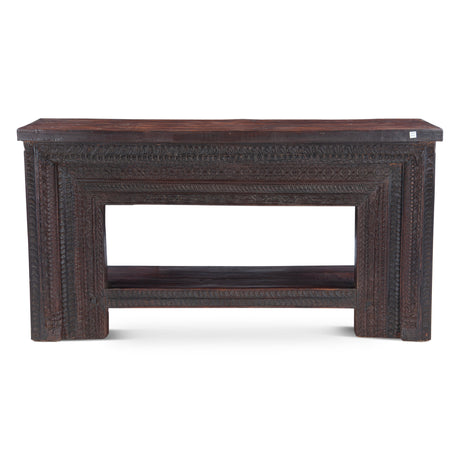 Hand Carved Wood Console Table with Bottom Shelf by Home Trends & Design at Eve Furniture