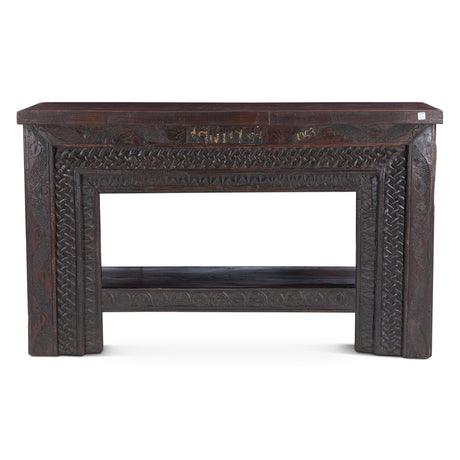 Hand Carved Wood Console Table with Bottom Shelf by Home Trends & Design at Eve Furniture