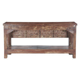 Hand Carved Wood Door Console Table with Bottom Shelf by Home Trends & Design at Eve Furniture
