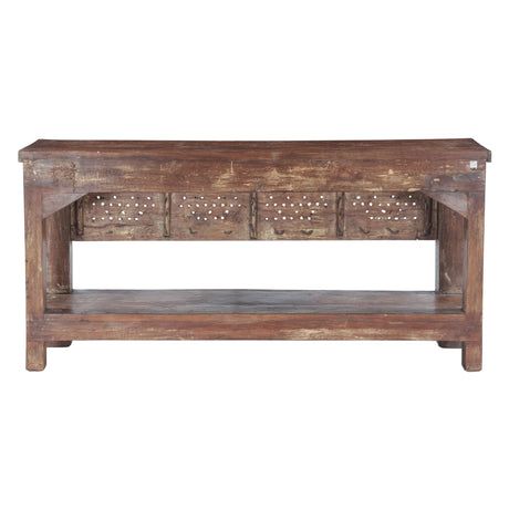 Hand Carved Wood Door Console Table with Bottom Shelf by Home Trends & Design at Eve Furniture