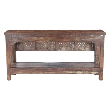 Hand Carved Wood Door Console Table with Bottom Shelf by Home Trends & Design at Eve Furniture