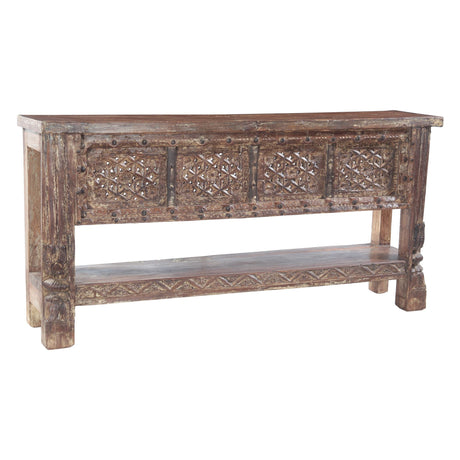 Hand Carved Wood Door Console Table with Bottom Shelf by Home Trends & Design at Eve Furniture