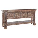 Hand Carved Wood Door Console Table with Bottom Shelf by Home Trends & Design at Eve Furniture