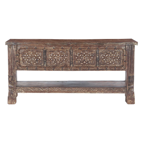 Hand Carved Wood Door Console Table with Bottom Shelf by Home Trends & Design at Eve Furniture