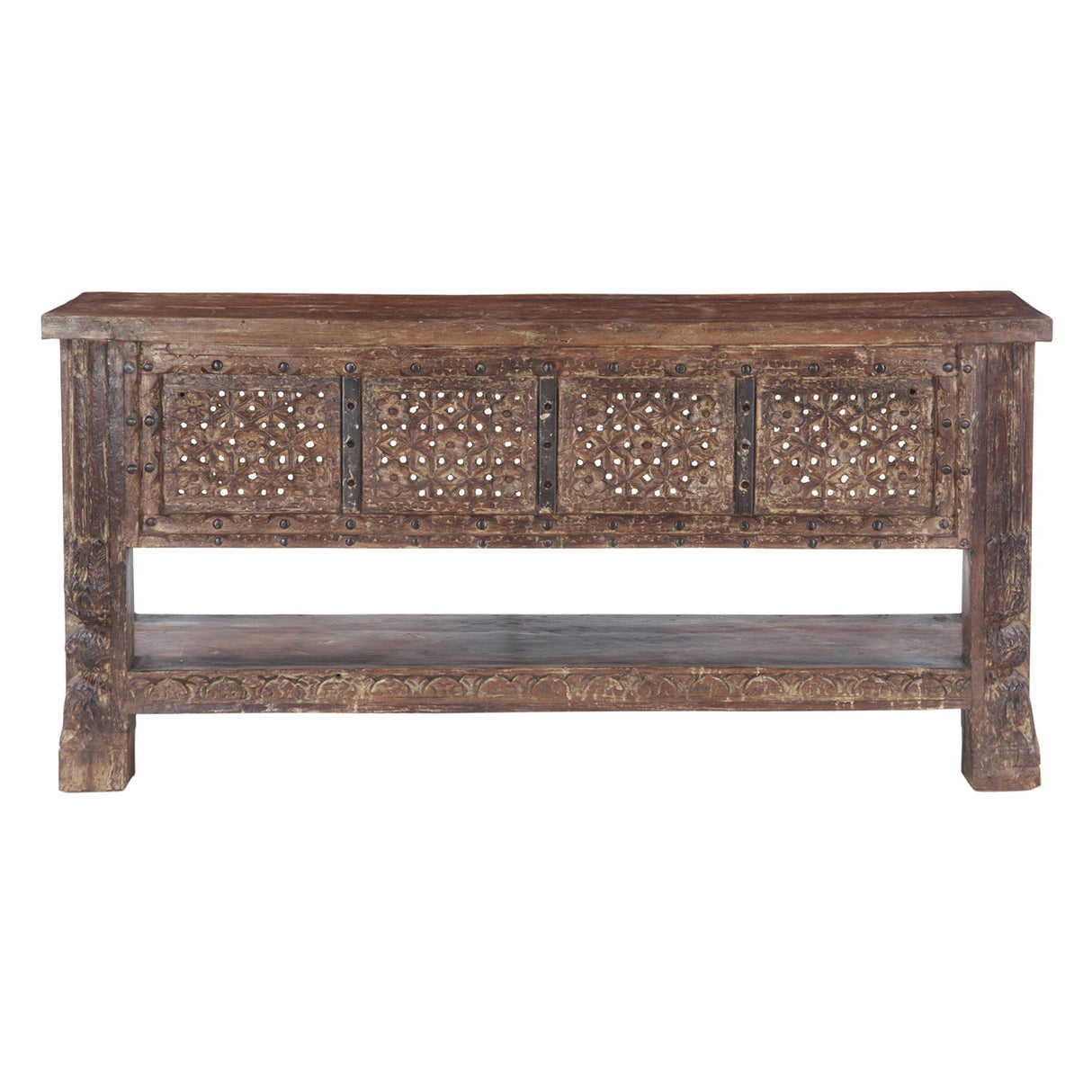 Hand Carved Wood Door Console Table with Bottom Shelf by Home Trends & Design at Eve Furniture