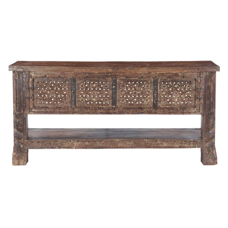 Hand Carved Wood Door Console Table with Bottom Shelf by Home Trends & Design at Eve Furniture