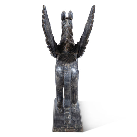 Hand Carved Wood Flying Horse Sculpture on Stand by Home Trends & Design at Eve Furniture