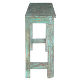 Hand Carved Wooden Console Table in Antique Teal by Home Trends & Design at Eve Furniture