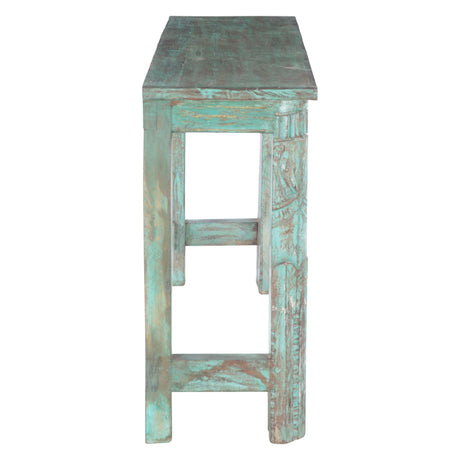Hand Carved Wooden Console Table in Antique Teal by Home Trends & Design at Eve Furniture