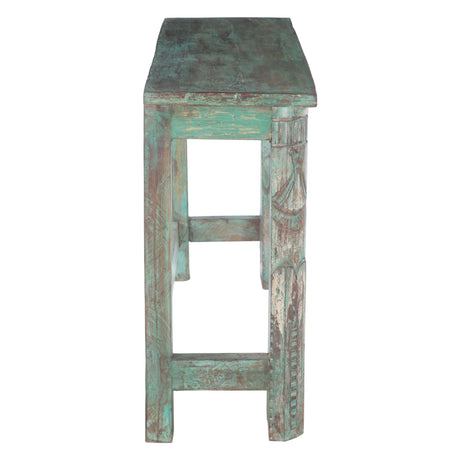 Hand Carved Wooden Console Table in Antique Teal by Home Trends & Design at Eve Furniture