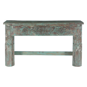 Hand Carved Wooden Console Table in Antique Teal by Home Trends & Design at Eve Furniture
