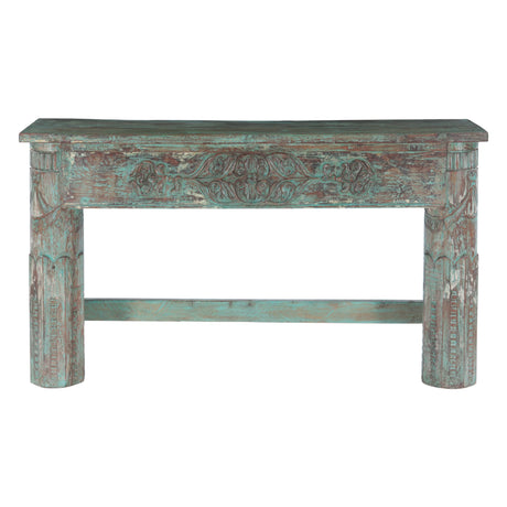 Hand Carved Wooden Console Table in Antique Teal by Home Trends & Design at Eve Furniture