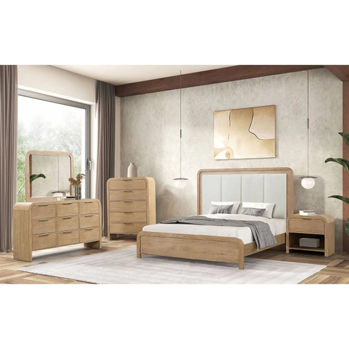 Handforth Natural 4-Piece Queen Bedroom Set by Furniture of America at Eve Furniture