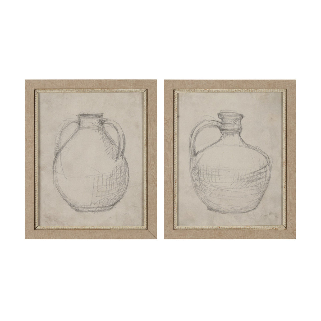 Handled Jug Sketch (Set of 2) by Mercana Studio a Hand Embellished Framed Art Print by Mercana at Eve Furniture