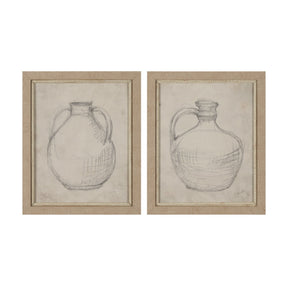 Handled Jug Sketch (Set of 2) by Mercana Studio a Hand Embellished Framed Art Print by Mercana at Eve Furniture