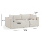 Hangover 81" Cream Outdoor Modular Loveseat by TOV Furniture at Eve Furniture