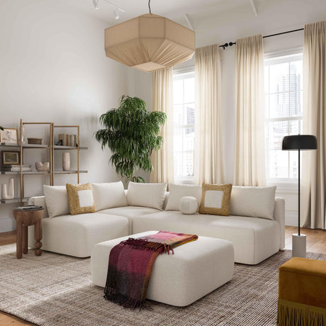 Hangover Cream Boucle 4-Piece Modular Chaise Sectional by TOV Furniture at Eve Furniture