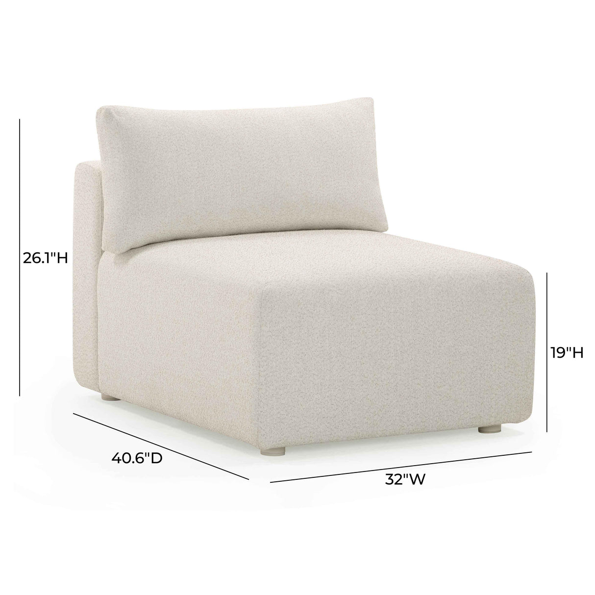 Hangover Cream Modular Outdoor Armless Chair by TOV Furniture at Eve Furniture
