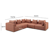 Hangover Textured Fabric 5-Piece Modular L-Sectional by TOV Furniture at Eve Furniture