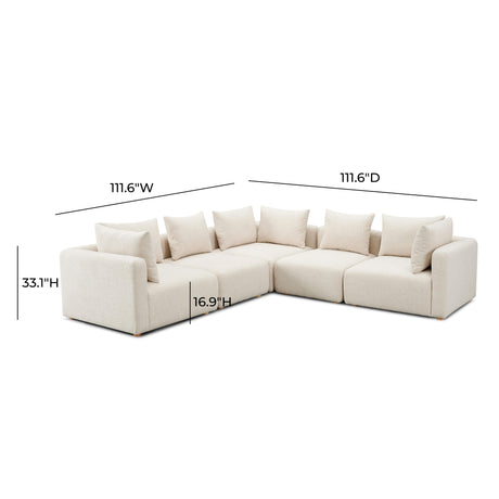Hangover Textured Fabric 5-Piece Modular L-Sectional by TOV Furniture at Eve Furniture