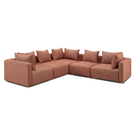 Hangover Textured Fabric 5-Piece Modular L-Sectional by TOV Furniture at Eve Furniture